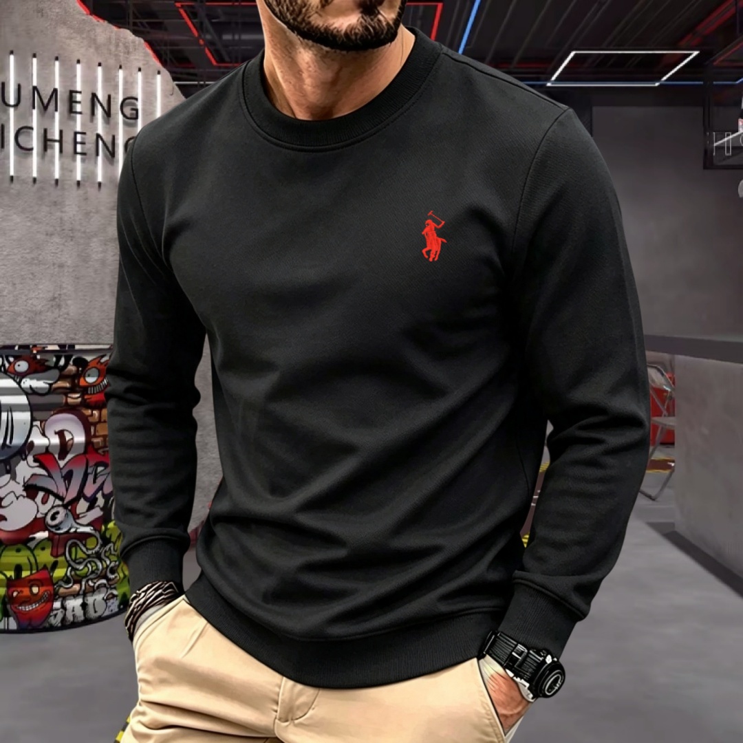 Men'S Fashion Brands - เสื้อยืดคอกลมแขนยาวผู้ชายแบรนด์หรูผ้าฝ้ายเนื้อนุ่ม แฟชั่นฤดูใบไม้ร่วง ปักลาย สไตล์เกาหลี ทรงหลวม เสื้อสเวตเตอร์ลำลอง