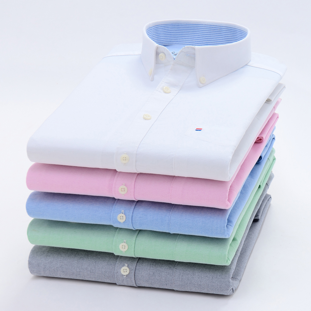 Men'S Fashion Over 60 - เสื้อเชิ้ตแขนยาวลายสก็อตแบบอ็อกซ์ฟอร์ดสำหรับผู้ชาย มีกระเป๋า ผ้าฝ้าย 60% เนื้อหนา สไตล์ลำลอง
