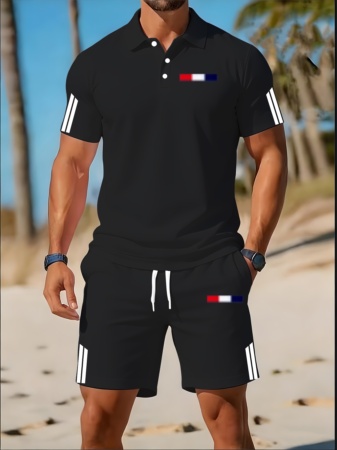 Men'S Fashion Polo - ชุดเสื้อโปโลผู้ชายฤดูร้อนปี 2026 - ลายพิมพ์ 3 มิติ