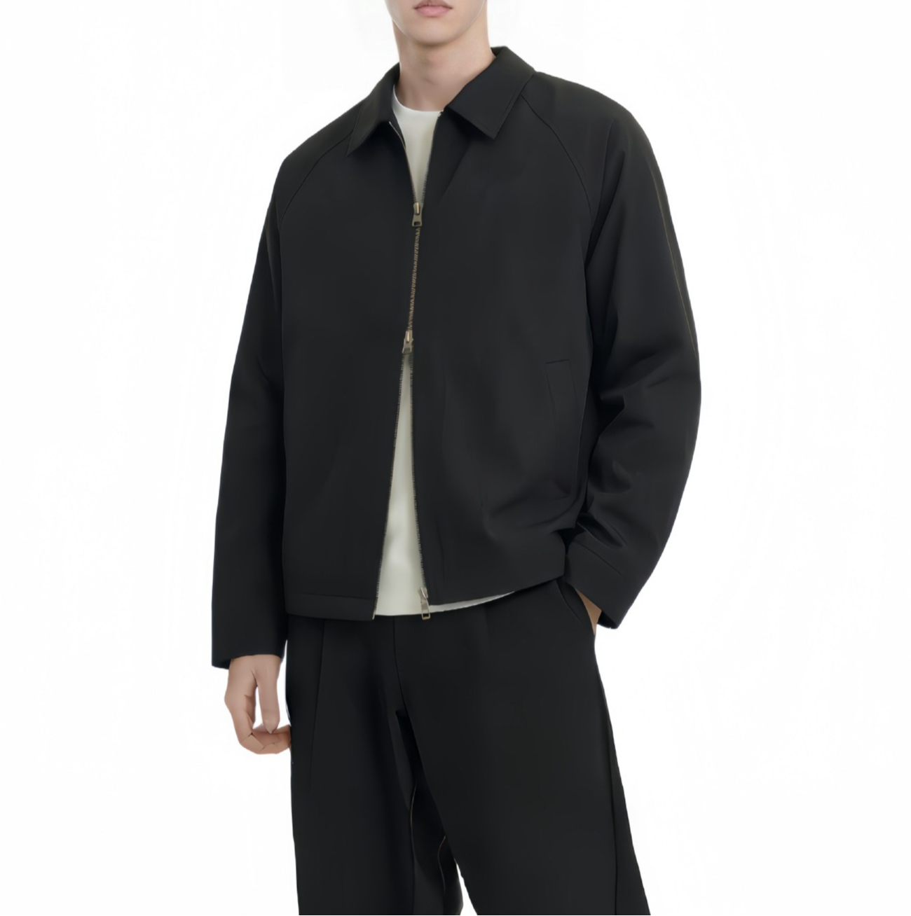 Harrington Jacket - เสื้อแจ็คเก็ตทรง Harrington รุ่นผู้บริหารสำหรับผู้ชาย ปกสั้น คอลเลคชั่นฤดูใบไม้ผลิและฤดูใบไม้ร่วง ปี