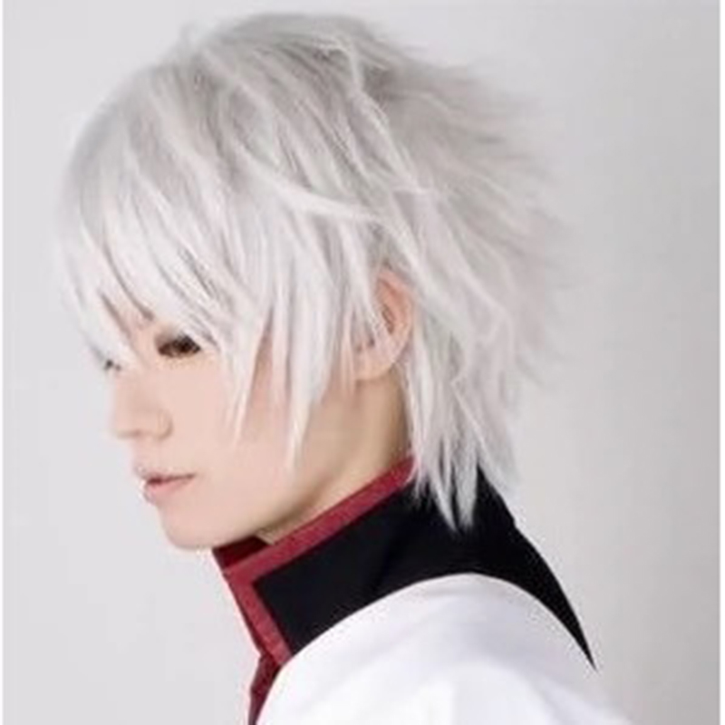 Men Fashion Hair Style - วิกผมคอสเพลย์อนิเมะ สีขาว ผมปลอม แฟชั่นสำหรับทุกเพศ ทรงผมสำหรับการแสดงบนเวที งานเทศกาล