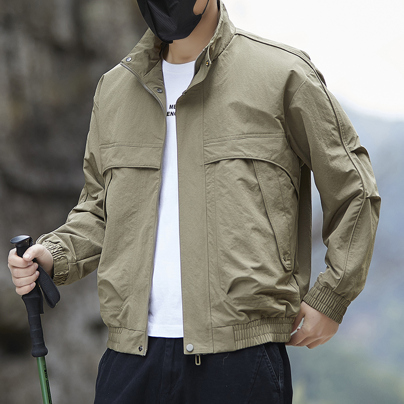 Harrington Jacket - เสื้อแจ็คเก็ตคอปกบางสไตล์ลำลองสำหรับธุรกิจ แฟชั่นระดับไฮเอนด์ เสื้อแจ็คเก็ตนุ่มสบายสำหรับผู้ชาย เสื้อโค้ททำงานทันสมัย ไซส์ใหญ่ เสื้อผ้าผู้ชาย