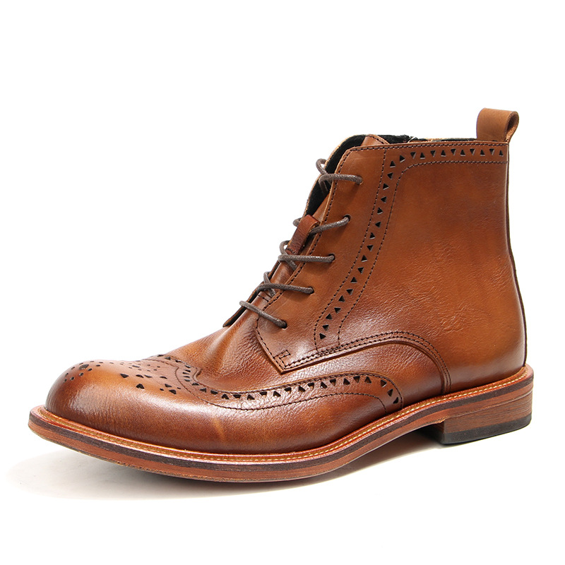 Mens Fashion Autumn 2025 - Vintage Mensข้อเท้ารองเท้าเชลซีหรูหราของแท้หนัง 2025 ฤดูใบไม้ผลิกลางแจ้งสไตล์อังกฤษแฟชั่นBroguesธุรกิจรองเท้าชาย