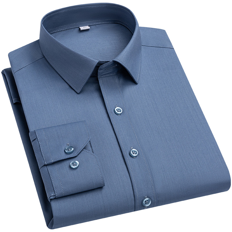 Dress Shirt Non-Iron - Serat bambu ใหม่เสื้อผู้ชายยืดหยุ่นแขนยาวสำหรับผู้ชายรัดรูปไม่รีดต่อต้านริ้วรอย camisa สีขาวเสื้อเชิ้ตสังคม S-8XL
