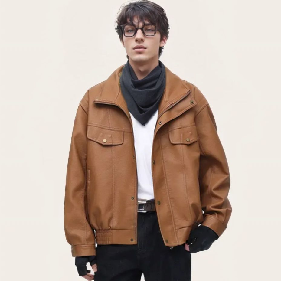 Mens Fashion Autumn 2025 - 2025 แฟชั่นผู้ชายรถจักรยานยนต์ & BIKER หลวมขนาดใหญ่เสื้อหนัง Faux