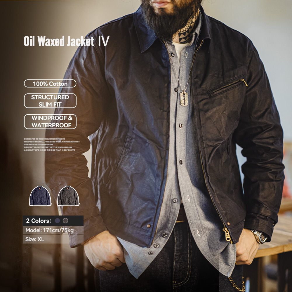 Harrington Jacket - Maden Men's Vintage IV Oil Waxed