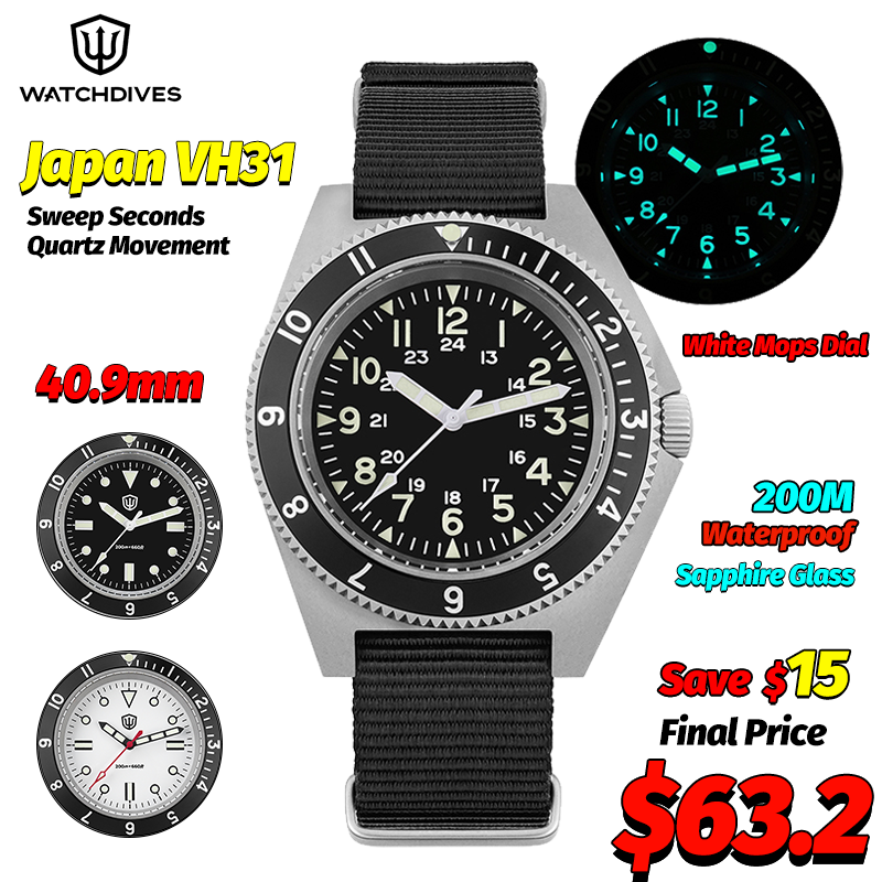 Men'S Fashion Box - นาฬิกาควอตซ์ Watchdives รุ่น WD1972 นาฬิกาผู้ชายหน้าปัดแซฟไฟร์ เรืองแสง