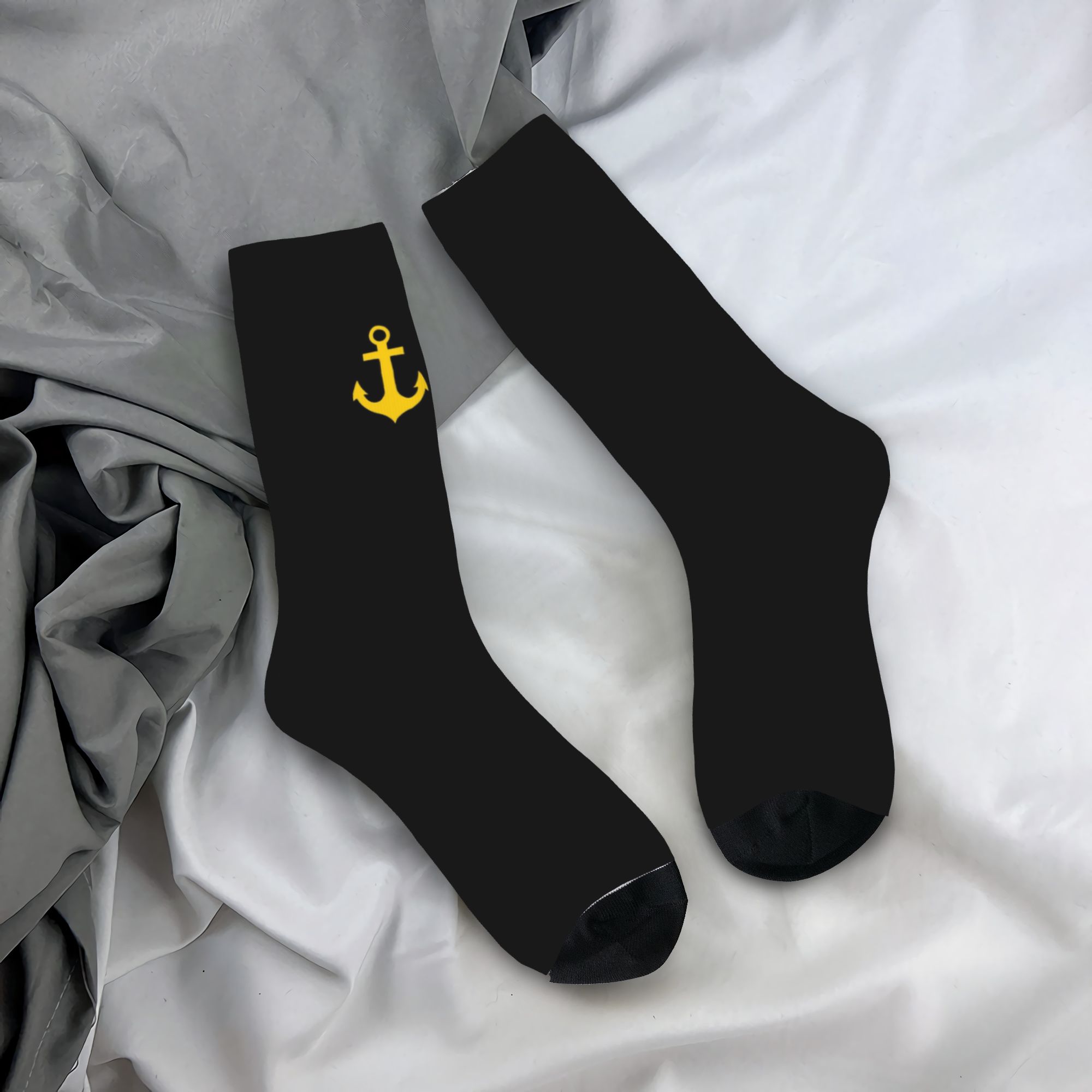 Men'S Fashion Logo - ถุงเท้าลายสมอทองคำแบบกำหนดเองสำหรับผู้ชายและผู้หญิง แฟชั่นลายพิมพ์ 3 มิติ ถุงเท้าสไตล์กะลาสีสำหรับการผจญภัยทางทะเล