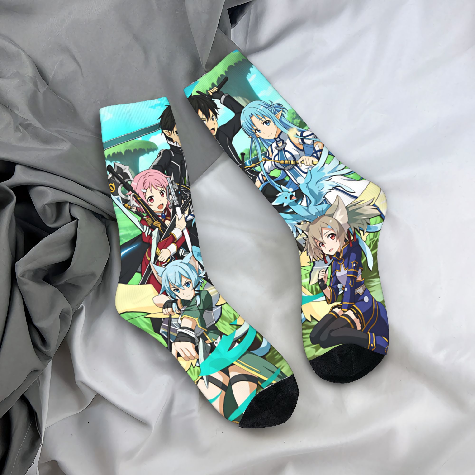 Men'S Fashion Online - ถุงเท้าซอฟต์กราฟฟิก Sword Art Online ถุงเท้าแฟชั่น ถุงน่องฤดูหนาว