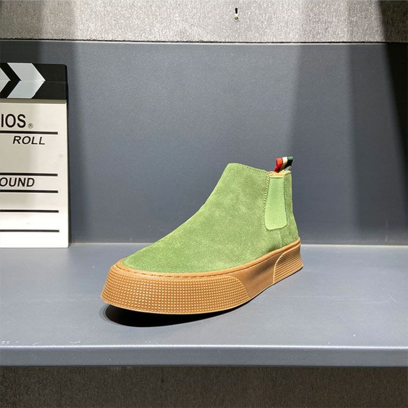 Men Fashion Korean Style - รองเท้าบูทเชลซีผู้ชายสำหรับฤดูใบไม้ร่วงและฤดูหนาวปี 2026 แบบสวม หนัง PU หุ้มข้อสูง