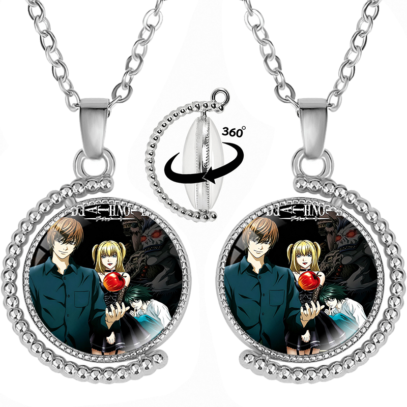 Men'S Fashion Necklaces - สร้อยคอแฟชั่น Death Note แบบหมุนได้สำหรับคู่รัก ลายการ์ตูนอนิเมะ พิมพ์สองด้าน