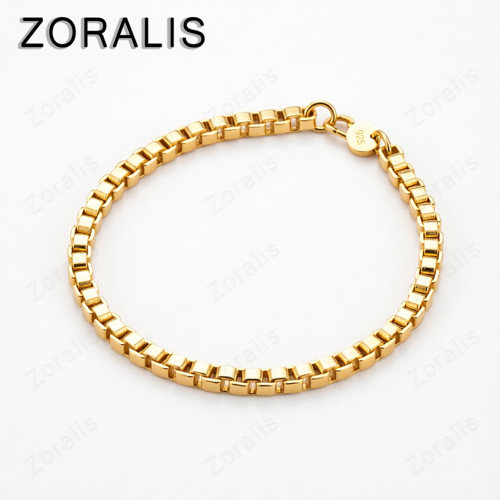 Men'S Fashion Box - สร้อยข้อมือโซ่ทองคำ 18K ขนาด 4 มม. ดีไซน์สวยหรู