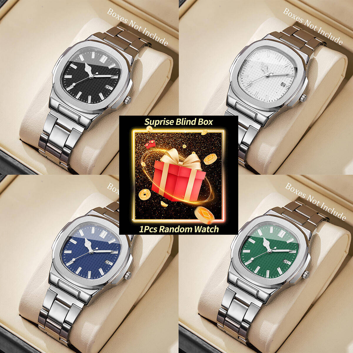 Men'S Fashion Box - 1PC เซอร์ไพรส์นาฬิกาลึกลับ Blind Box-Fashion Square Men