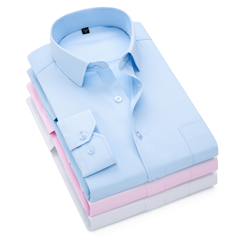 สีชมพูสีขาวสีฟ้าผ้าทวิลล์ผู้ชา - Dress Shirt Non-Iron บทวิจารณ์และราคา