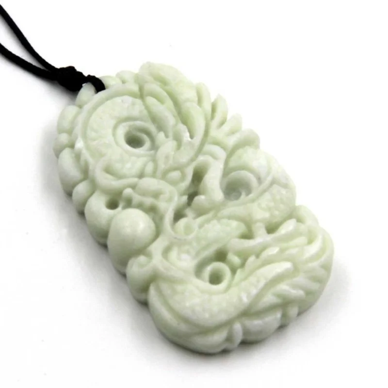 หยกสีขาวธรรมชาติ Dragon Phoeni - Men'S Fashion Necklaces บทวิจารณ์และราคา