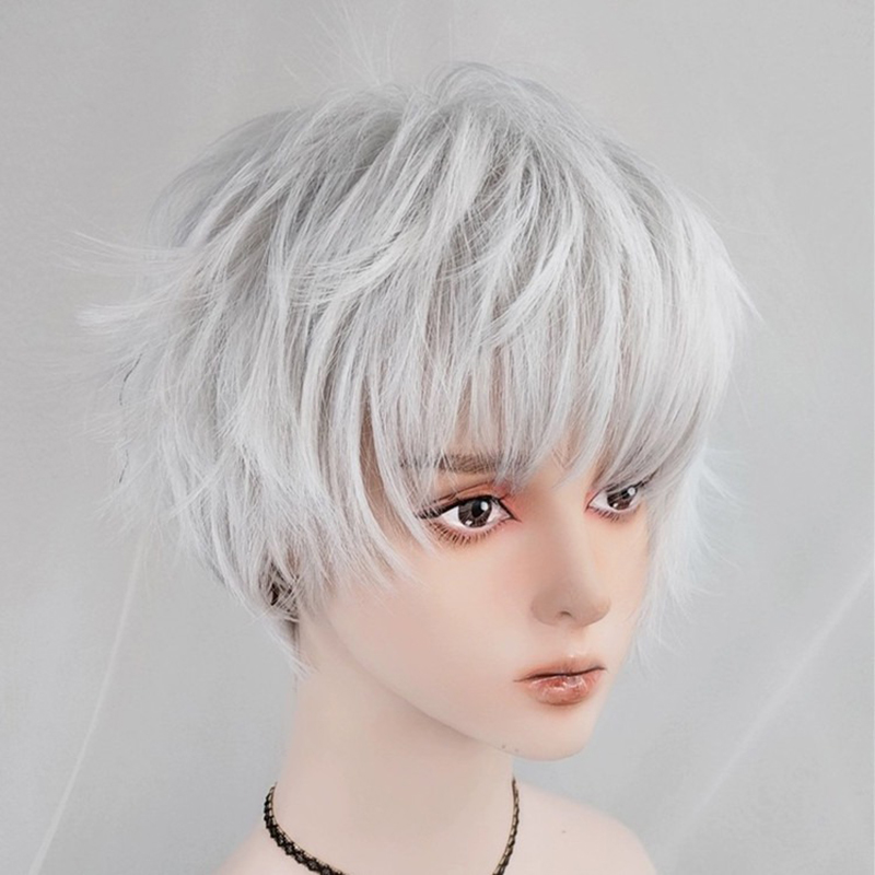 วิกผมคอสเพลย์อนิเมะ สีขาว ผมปล - Men Fashion Hair Style บทวิจารณ์และราคา