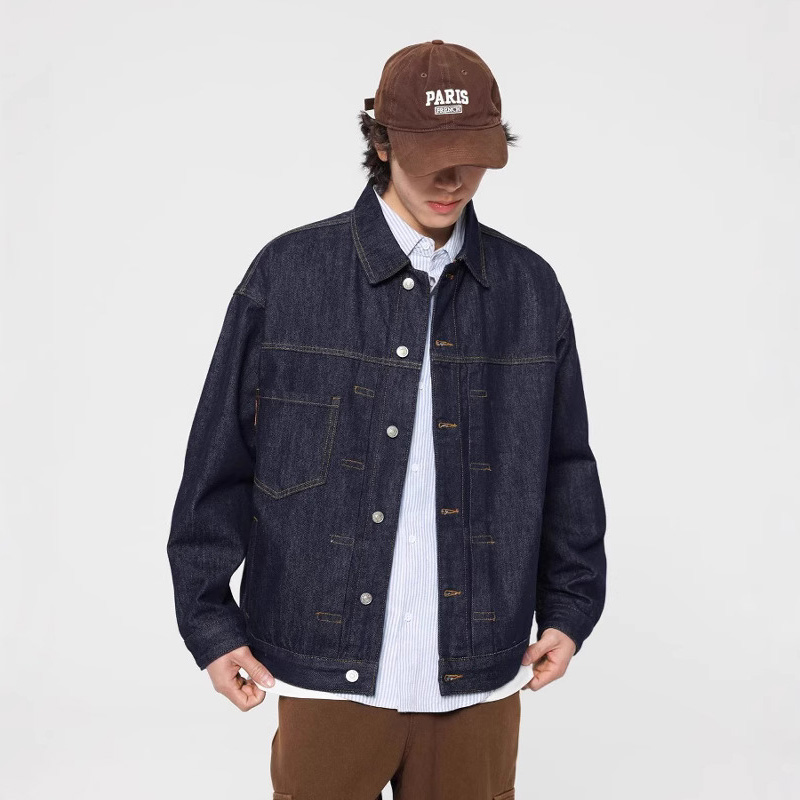 สีเดิม DENIM แจ็คเก็ตผู้ชายญี่ - Harrington Jacket บทวิจารณ์และราคา
