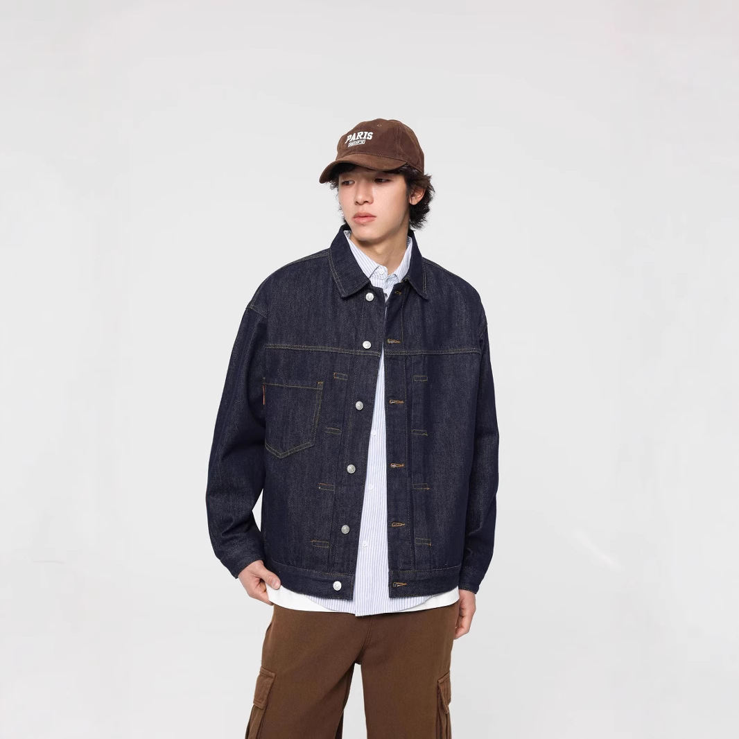 สีเดิม DENIM แจ็คเก็ตผู้ชายญี่ - Harrington Jacket บทวิจารณ์และราคา