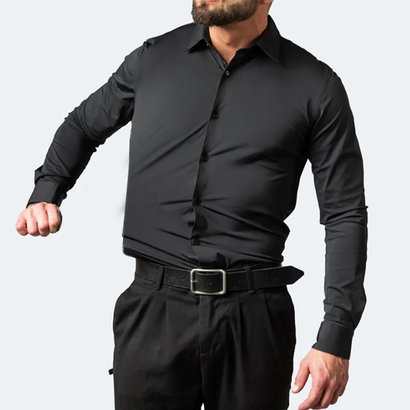 เสื้อเชิ้ตลำลองแขนยาวผู้ชายยืด - Dress Shirt Non-Iron บทวิจารณ์และราคา